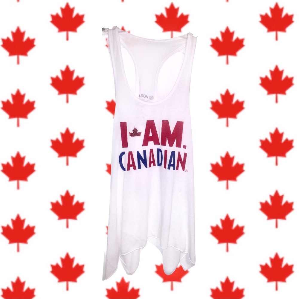 🎉 - NEW 🇨🇦 Canada Day Racerback White Tank Top